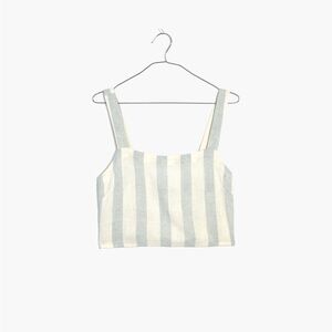 Madewell nf238 Linen-Blend Abbie Crop Top in Stripe / X-LARGE / GLASSWARE BLUE